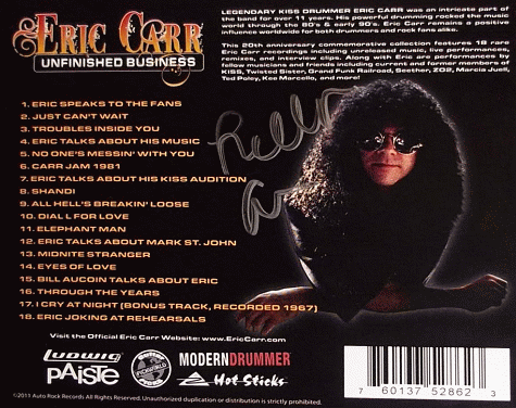 ERIC CARR - Unfinished Business (2011) back cover