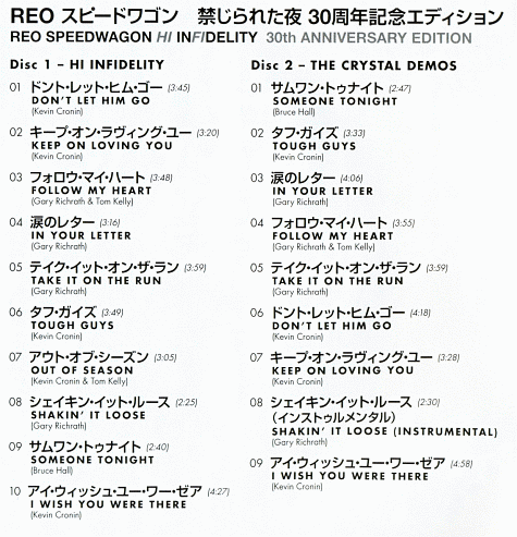 REO SPEEDWAGON - Hi Infidelity DSD Remastering [30th Anniversary Edition] (2011) tracklist