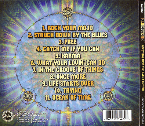 BLINDSTONE - Greetings From The Karma Factory (2012) back cover