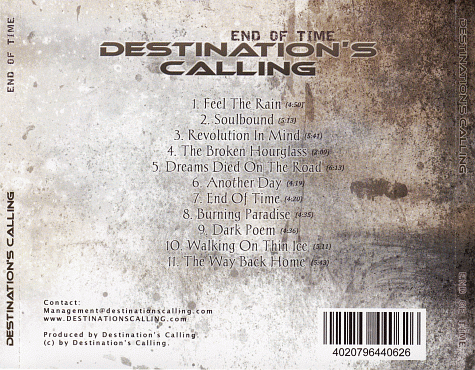 DESTINATION'S CALLING - End Of Time (2012) back cover