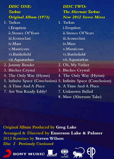 EMERSON, LAKE & PALMER - Tarkus [2CD Deluxe Edition] (2012) tracklist