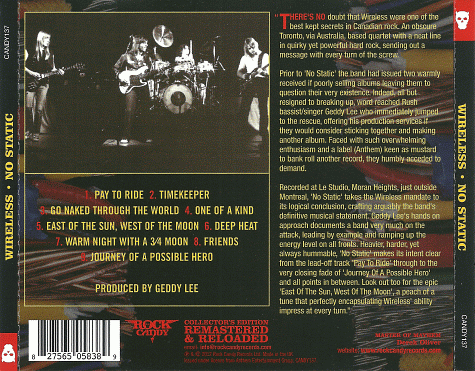 WIRELESS - No Static [Rock Candy remaster] (2012) back cover