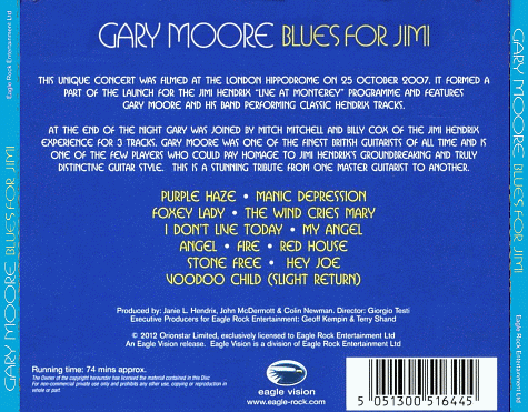 GARY MOORE - Blues For Jimi (2012) back cover