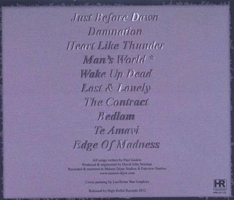 GASKIN - Edge Of Madness (2012) back cover