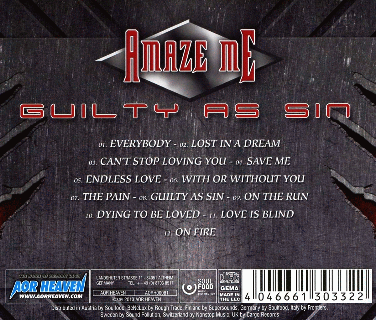 AMAZE ME - Guilty As Sin (2013) back cover