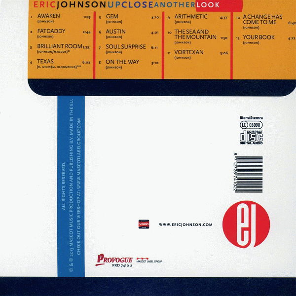 ERIC JOHNSON - Up Close ; Another Look (2013) back cover