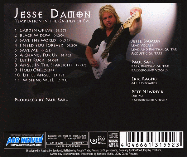 JESSE DAMON (Silent Rage) - Temptation In The Garden Of Eve (2013) back cover