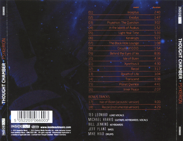 THOUGHT CHAMBER - Psykerion (2013) back cover