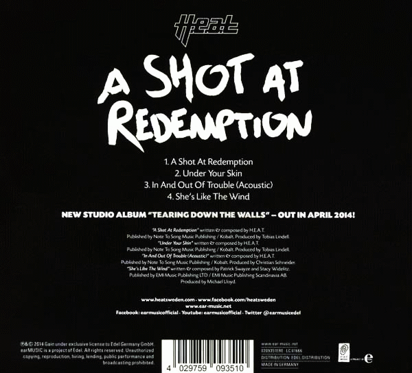 H.E.A.T - A Shot At Redemption EP (2014) back cover