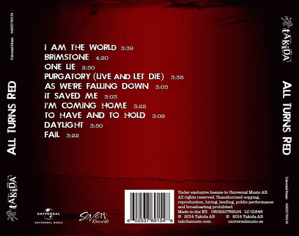 TAKIDA - All Turns Red (2014) back cover