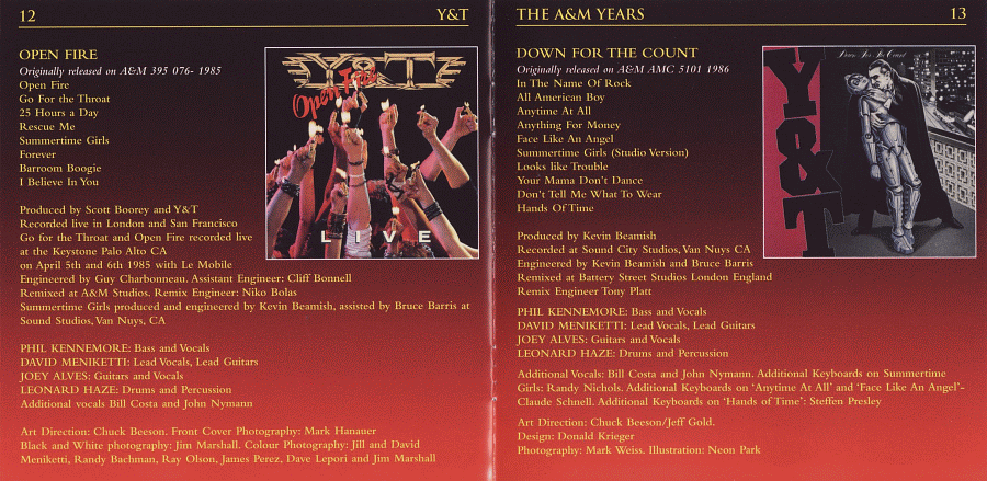 Y&T - Earthquake The A&M Years 81-85; Down For The Count [remastered] (2013) booklet