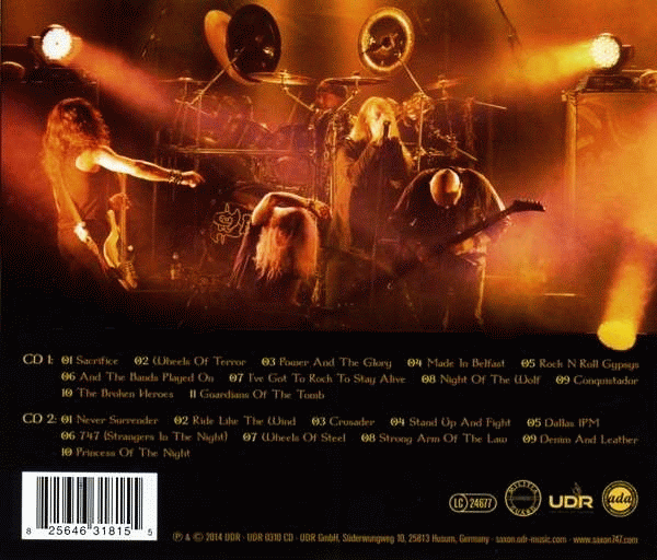 SAXON - St. George's Day Live In Manchester (2014) back cover