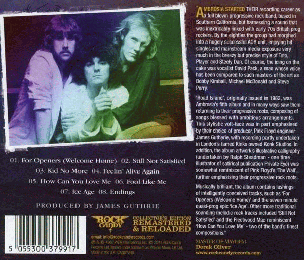 AMBROSIA - Road Island [Rock Candy remaster] (2014) back cover