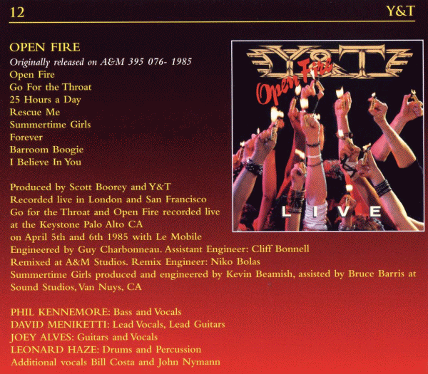 Y&T - Earthquake The A&M Years 81-85; Open Fire [remastered] (2013) inside