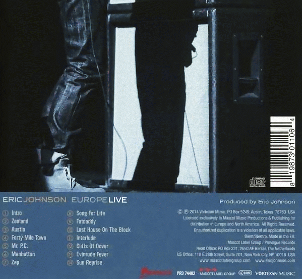 ERIC JOHNSON - Europe Live (2014) back cover