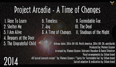 PROJECT ARCADIA - А Time Of Changes (2014) back