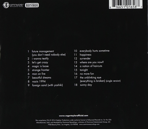 ROGER TAYLOR - Best (2014) back cover