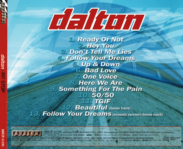 DALTON - Pit Stop [Japanese Edition] (2014) back cover