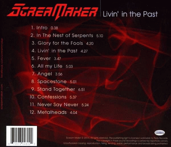 SCREAM MAKER - Livin' In The Past (2014) back cover