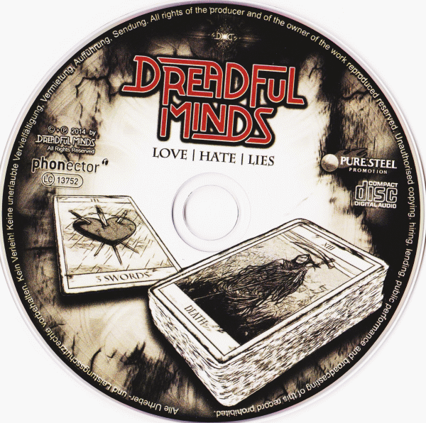 DREADFUL MINDS - Love Hate Lies (2014) cd photo