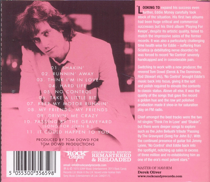 EDDIE MONEY - No Control [Rock Candy remaster] back