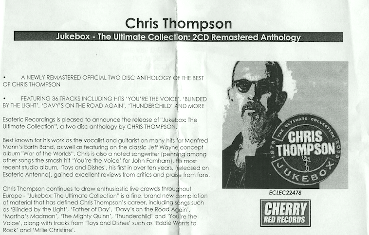 CHRIS THOMPSON - Jukebox The Ultimate Collection 1975-2015 (2015) booklet