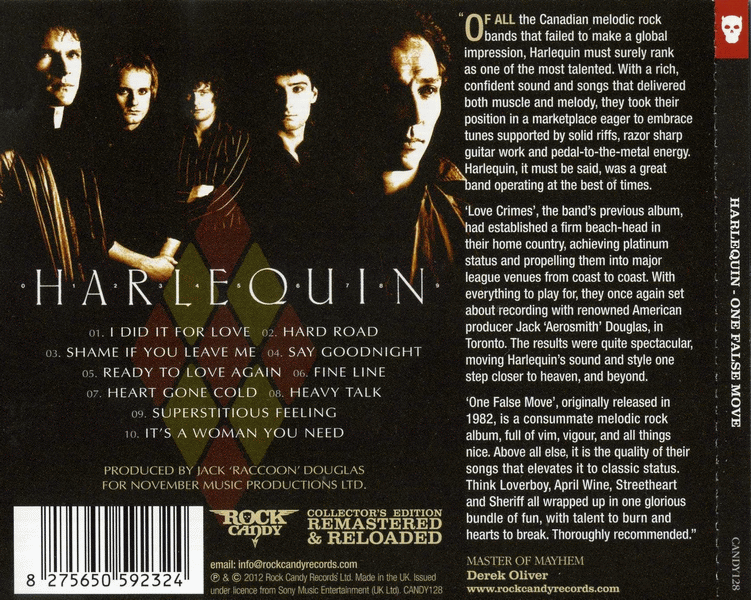 HARLEQUIN - One False Move [Rock Candy remaster] back