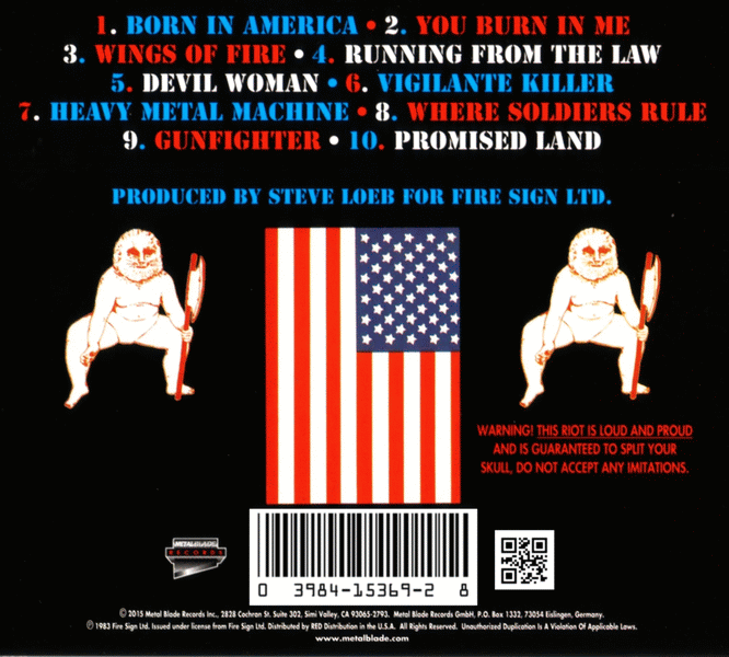 RIOT - Born In America [Remastered Digipak 2015] back