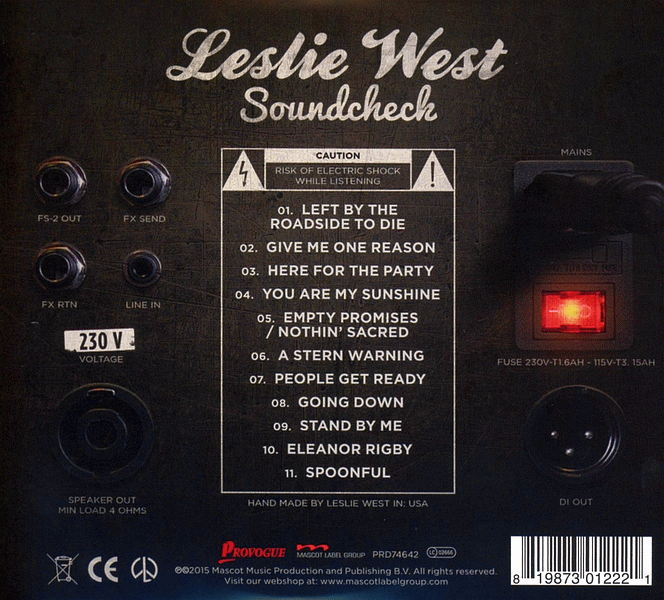 LESLIE WEST - Soundcheck (2015) back