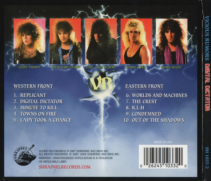 VICIOUS RUMORS - Digital Dictator [remastered Digipak] back