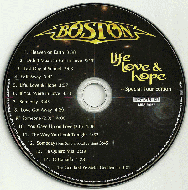 BOSTON - Life, Love & Hope [SHM-CD Special Tour Edition] (2014) cd photo