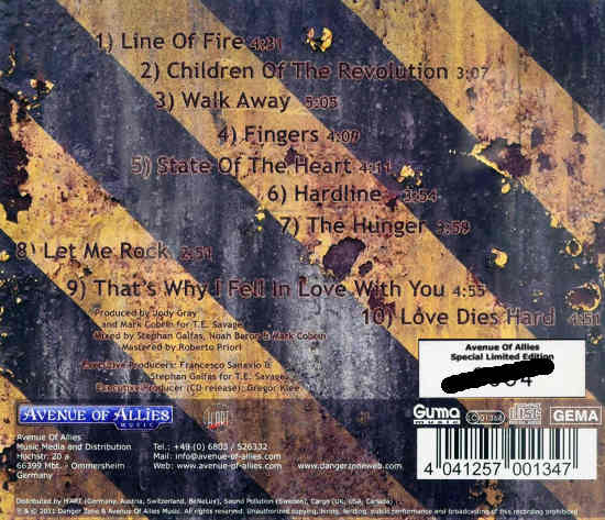 DANGER ZONE - Line Of Fire (first time on CD / Limited Numbered Edition) back