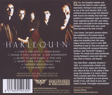 HARLEQUIN - One False Move [Rock Candy remaster] (2012) back cover