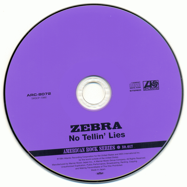 ZEBRA - No Tellin' Lies [Japan remaster SHM-CD] cd photo