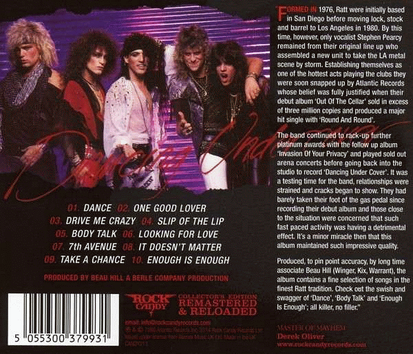 RATT - Dancing Undercover [Rock Candy remaster] (2014) back cover