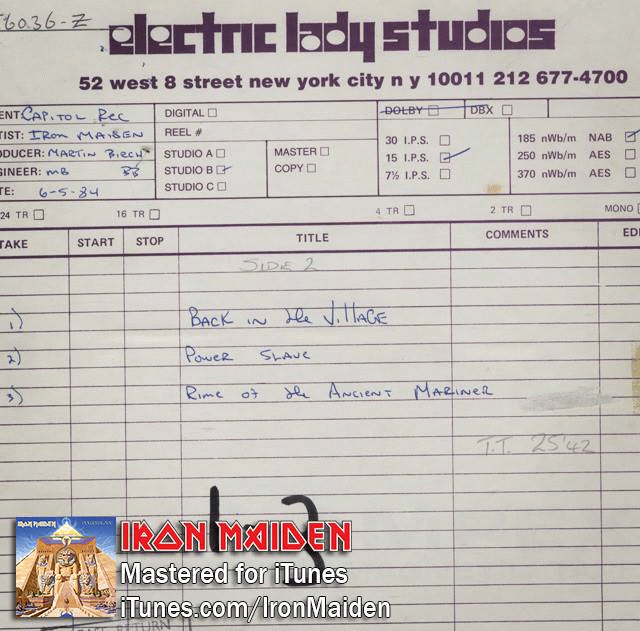 IRON MAIDEN - Powerslave (2015 Remaster for iTunes) original tapes photo