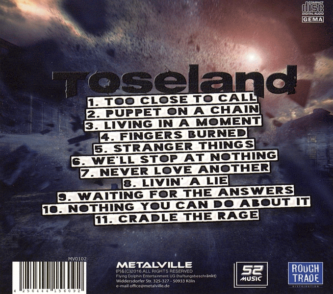 TOSELAND - Cradle The Rage (2016) back