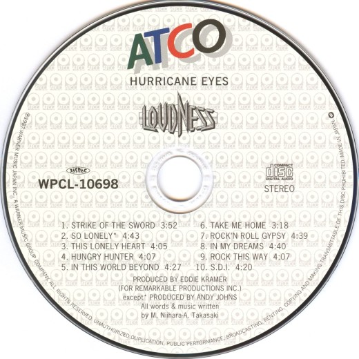 LOUDNESS - Hurricane Eyes (Japanese Version) [SHM-CD remastered LTD Release] disc