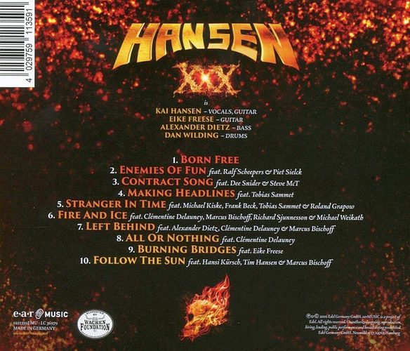 KAI HANSEN & Friends - XXX : Three Decades In Metal (2016) back