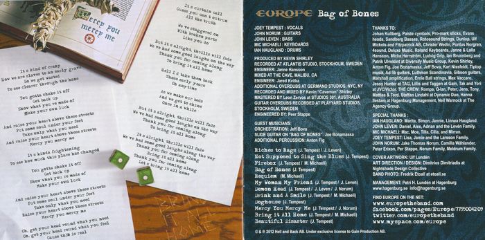 EUROPE - Bag Of Bones [Japan Edition +1] Out Of Print - booklet
