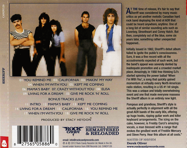 SHERIFF - Sheriff [Rock Candy remaster] (2012) back cover