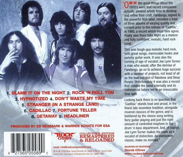 FANDANGO (Joe Lynn Turner) - Cadillac [Rock Candy remastered] back