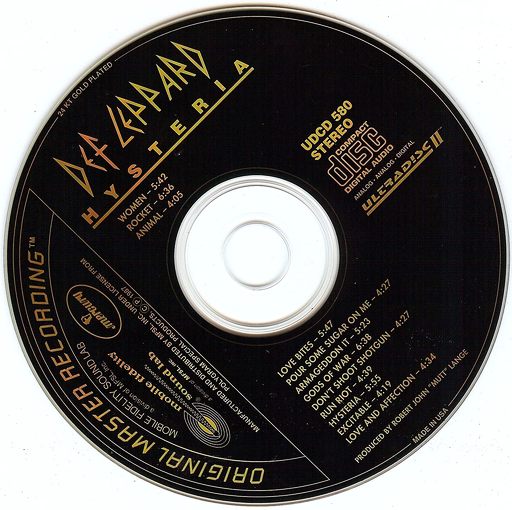 DEF LEPPARD - Hysteria [MFSL 24kt Gold Ultradisc II Original Master Recording] disc