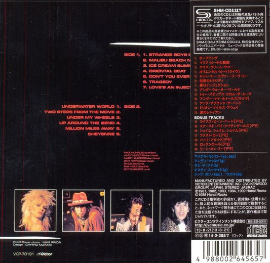 HANOI ROCKS - Million Miles Away [Japan SHM-CD miniLP remastered +7] back