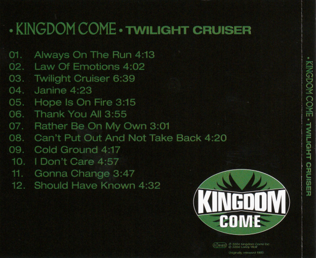 KINGDOM COME - Twilight Cruiser [Black Label Edition / Lenny Wolf remaster] back