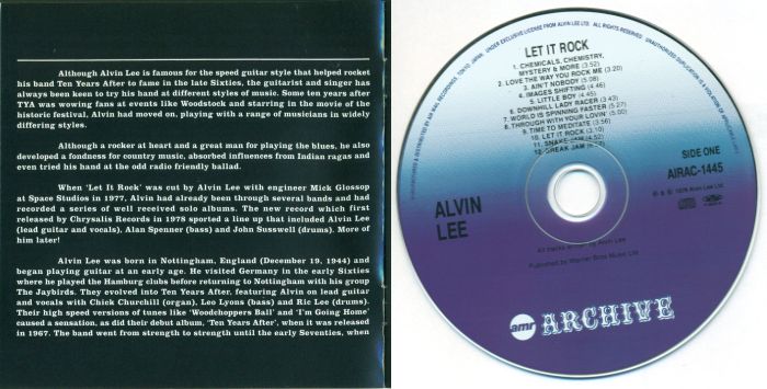 ALVIN LEE - Let It Rock [AirMail Archive Japan miniLP digitally remastered +2] disc