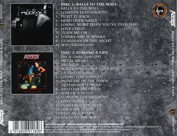 ACCEPT - Balls To The Wall / Staying A Life [Expanded / Remastered] back cover