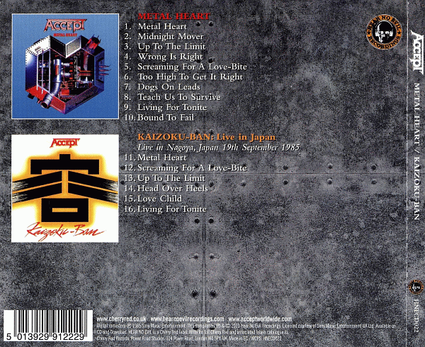 ACCEPT - Metal Heart + Kaizoku-Ban [Remastered] back cover