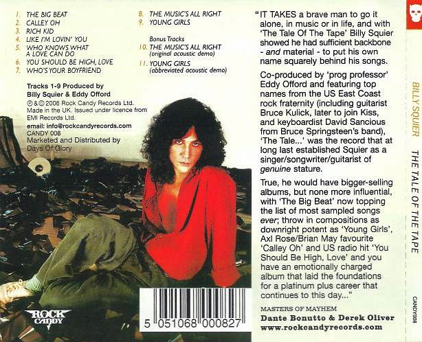 BILLY SQUIER - The Tale Of The Tape [Rock Candy remastered +2] back