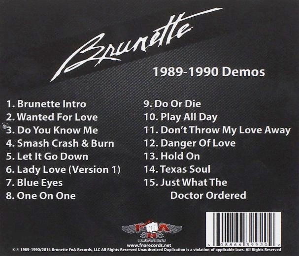 BRUNETTE (pre- Hardline) - 1989-1990 Demos [CD release] back